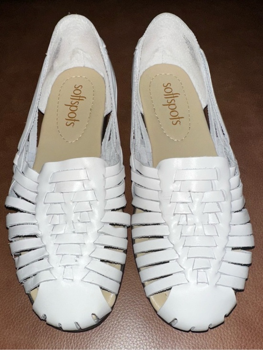 UEC Softspots Trinidad White Leather Huarache Sandals Sz 8